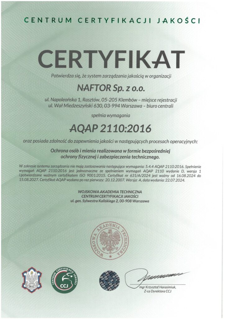 Innowacyjne systemy bezpieczeństwa, ochrona fizyczna, zabezpieczenia techniczne obiektów, szkolenia.